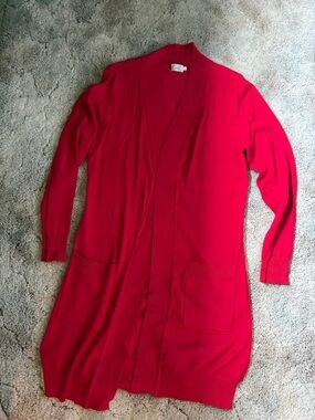 Cielo Bright Red Longline Open-Front Cardigan